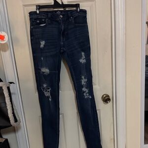 Hollister Dark Blue Distressed Skinny Jeans